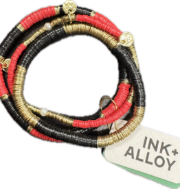 Ink & Alloy Bracelet Stack of 3 Red/Black