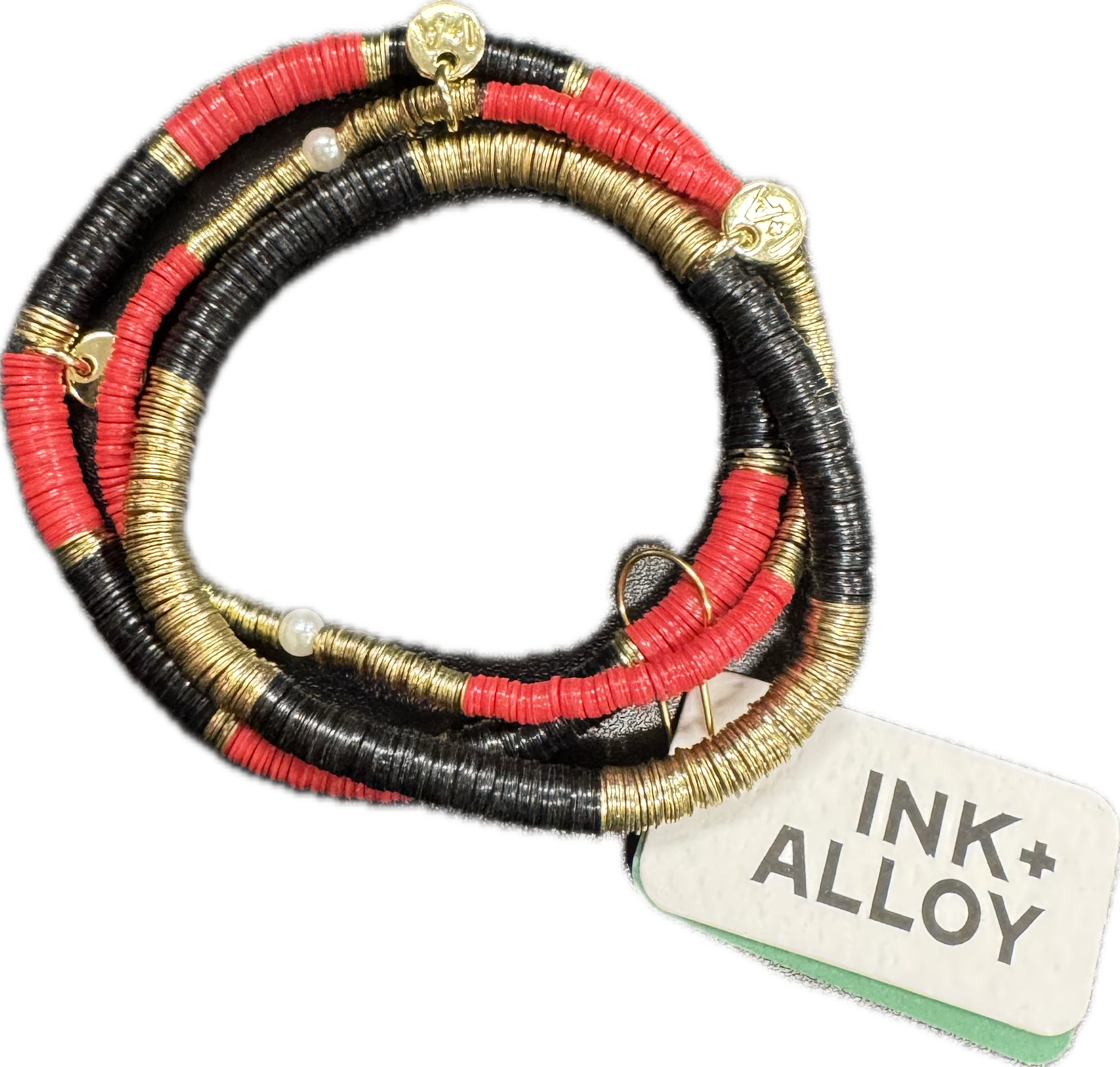 Ink & Alloy Bracelet Stack of 3 Red/Black
