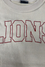 MV Sport Women's Ivory Corded Crew LIONS Sweatshirt