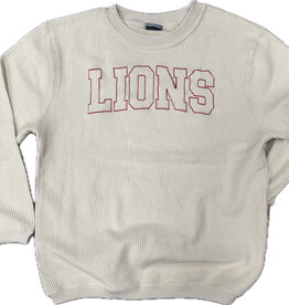 MV Sport Women's Ivory Corded Crew LIONS Sweatshirt