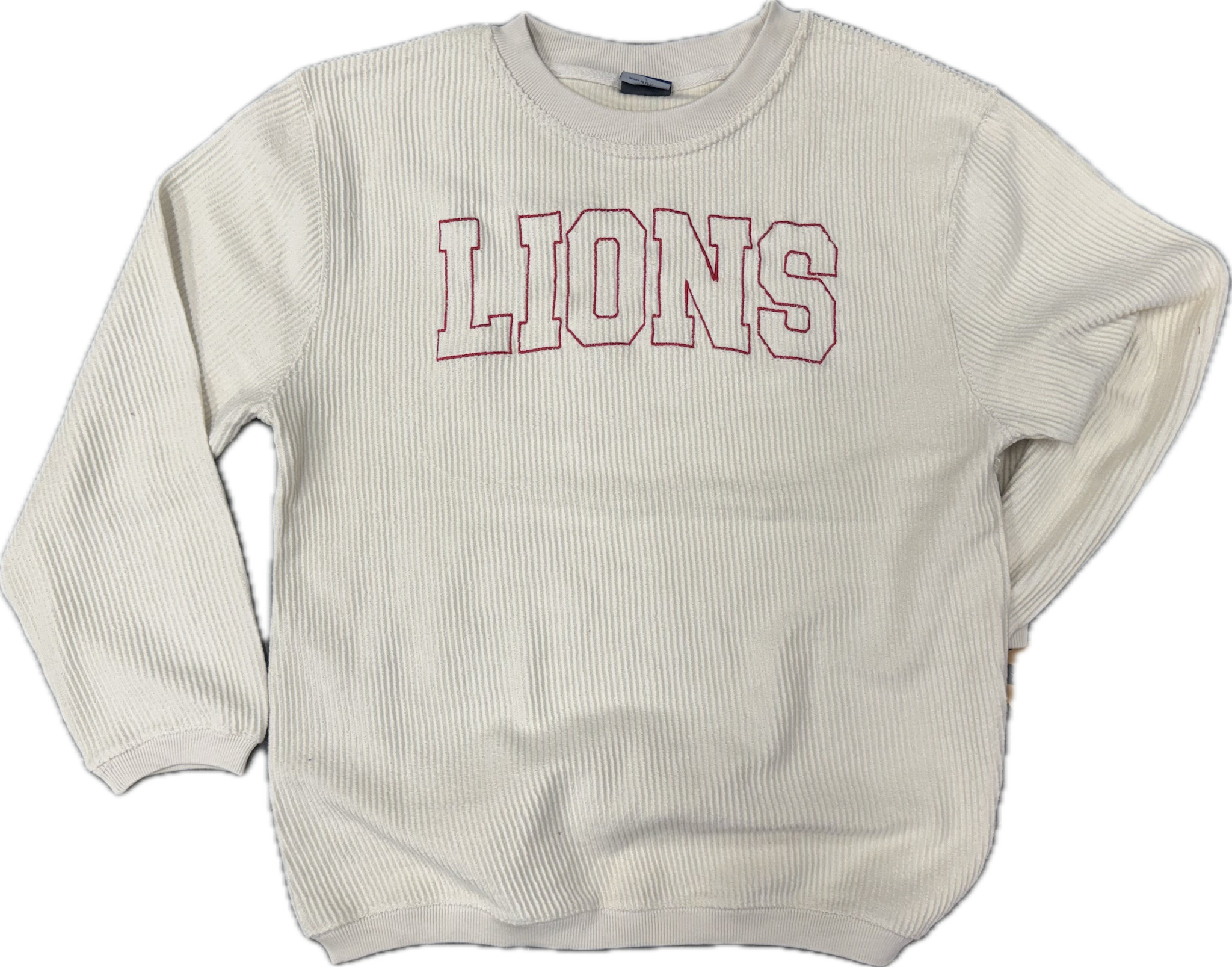 MV Sport Women's Ivory Corded Crew LIONS Sweatshirt