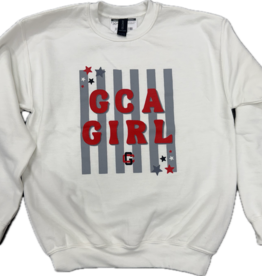 Gildan Girl's White GCA Girl Striped Sweatshirt