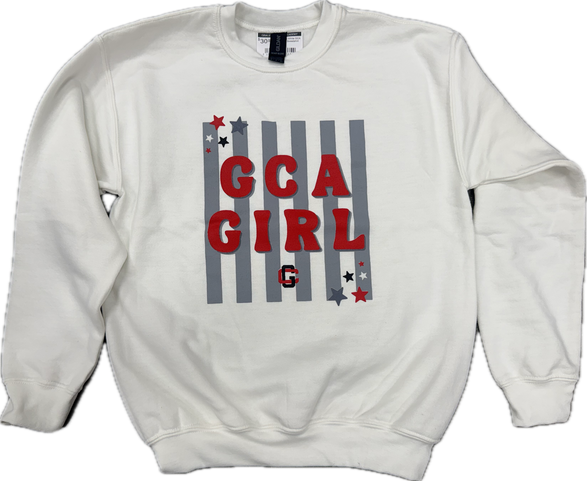 Gildan Girl's White GCA Girl Striped Sweatshirt