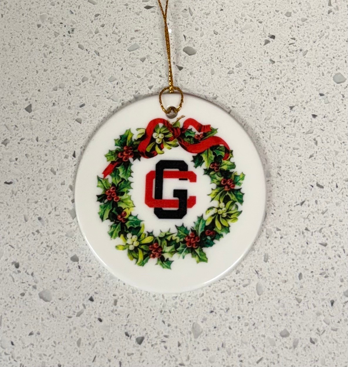 Ceramic GC Interlock Wreath Ornament