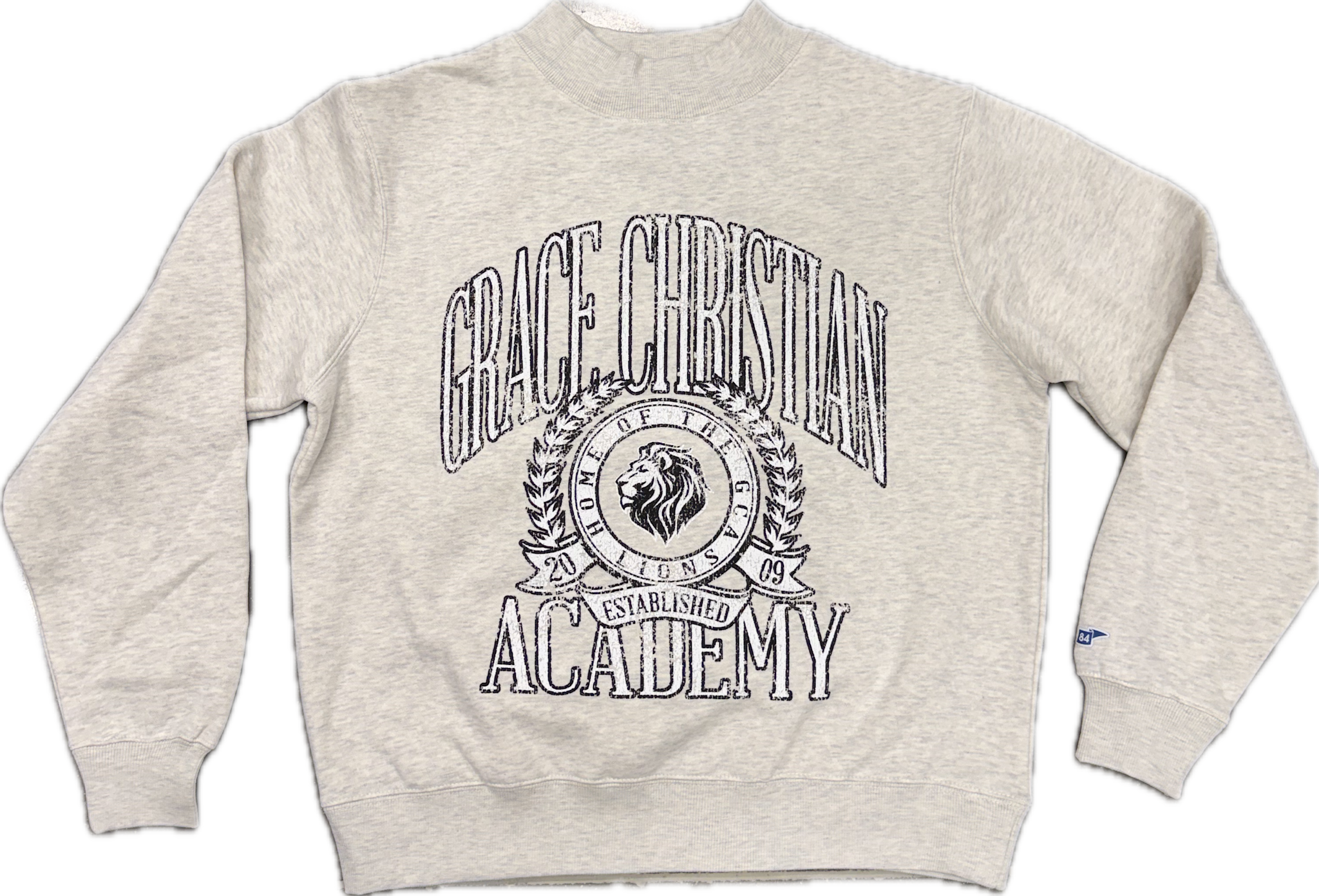 Blue 84 Women's Mock Neck Ivory Vintage Letter Sweatshirt