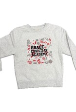 Techstyles Girl Floral Embroidered Light Gray Sweatshirt