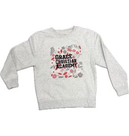 Techstyles Girl Floral Embroidered Light Gray Sweatshirt