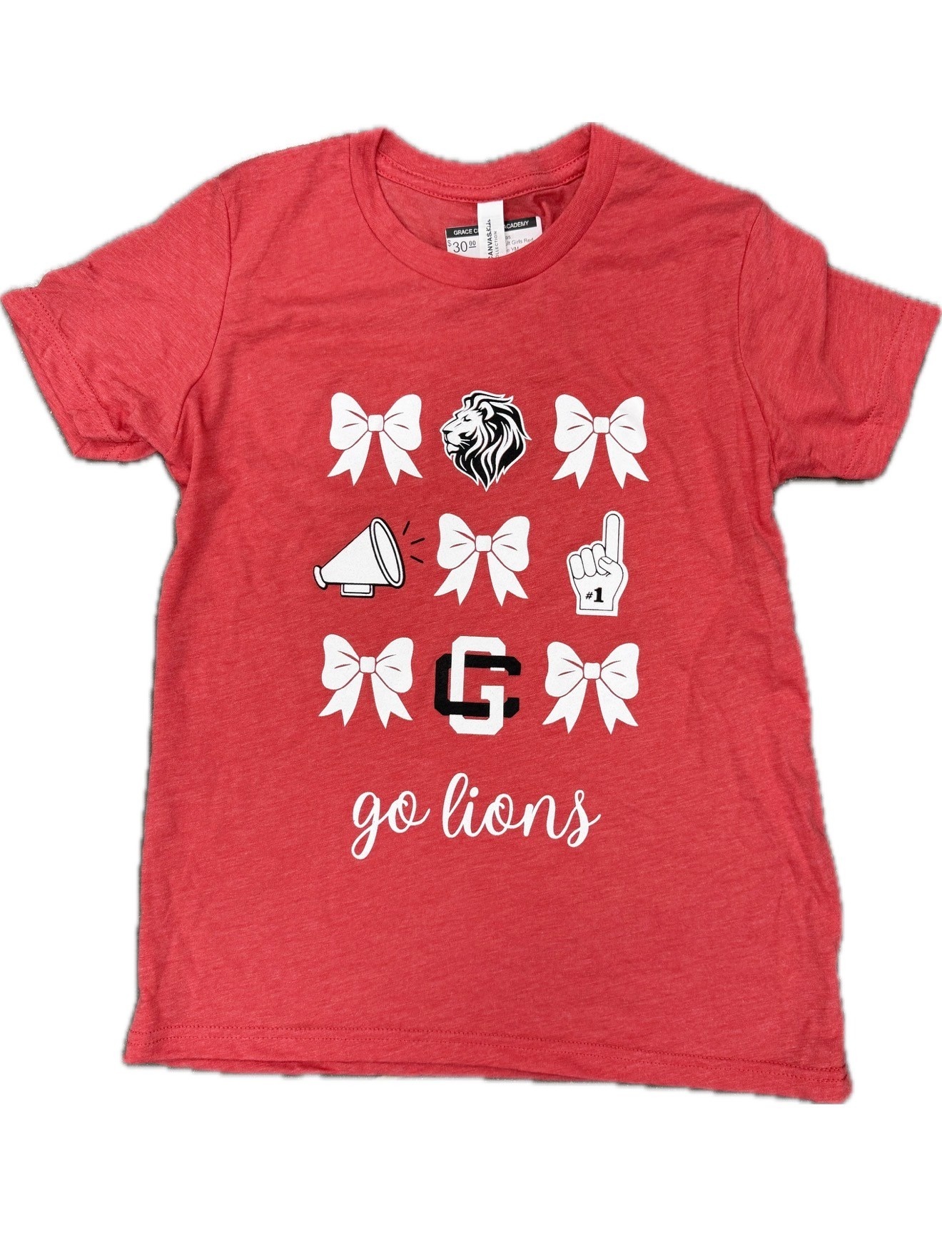 Bella Canvas Todd/Y/Adult Girls Red Bow SS Tee