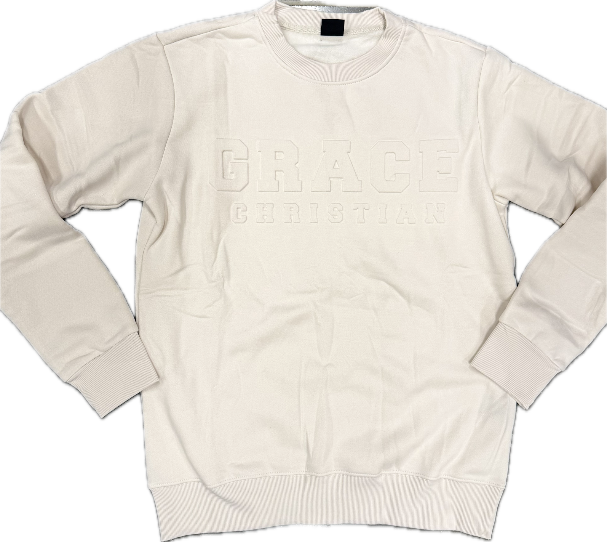 Spiffywear Women's Ivory Embossed Crew Sweatshirt