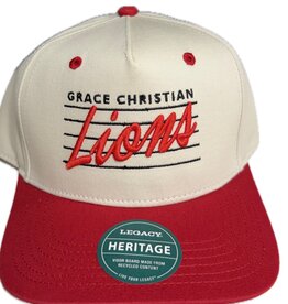 Legacy Adult Sand/Red Cursive Lions Hat