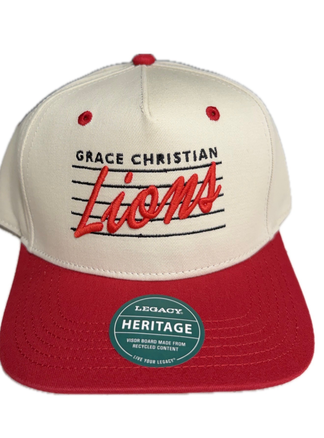 Legacy Adult Sand/Red Cursive Lions Hat