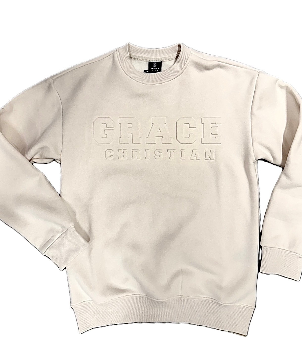 Spiffywear Women's Ivory Embossed Crew Sweatshirt