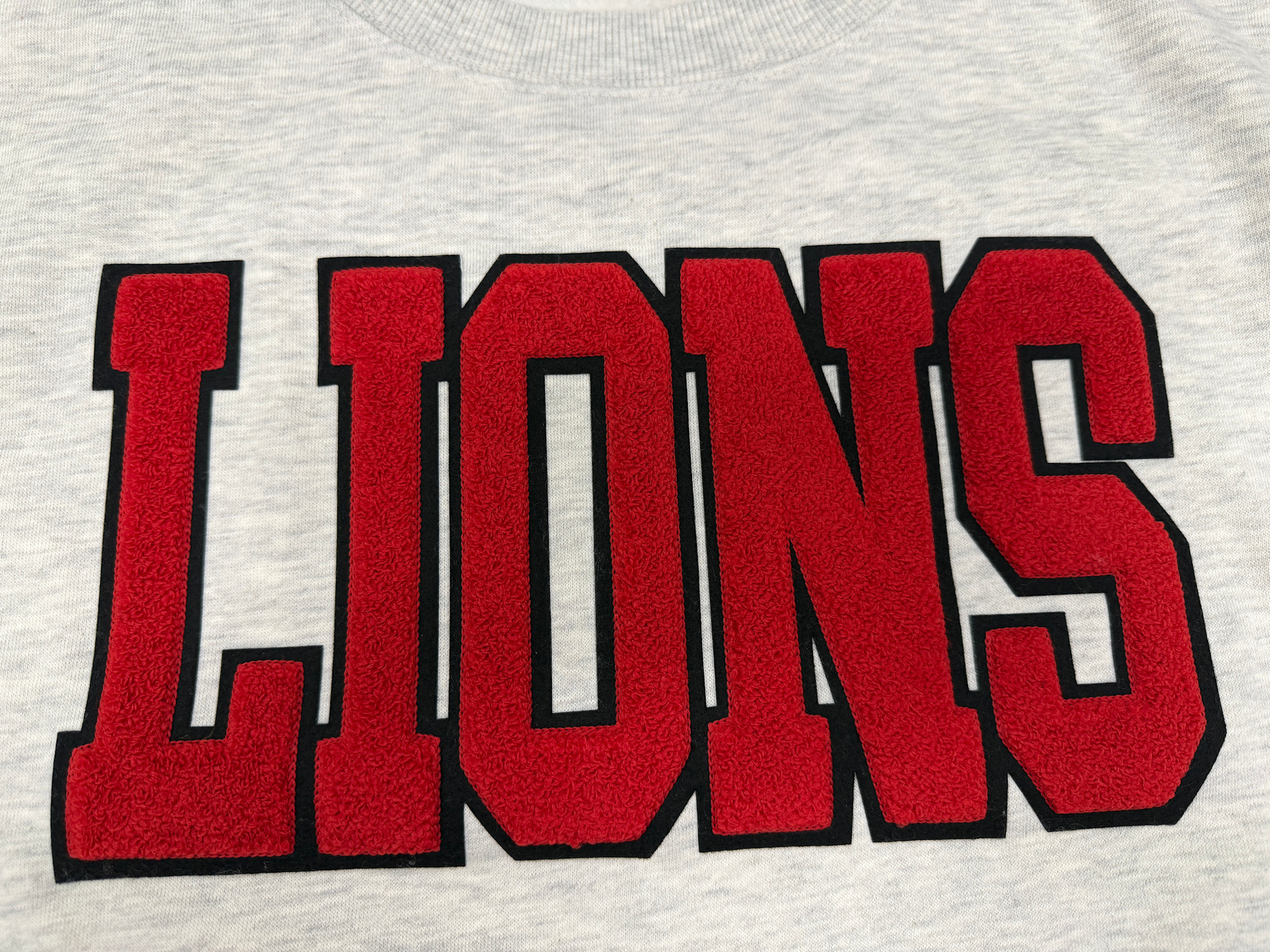 Chicka-D Women's Gray/Red Chenille LIONS Sweatshirt