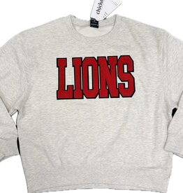 Chicka-D Women's Gray/Red Chenille LIONS Sweatshirt