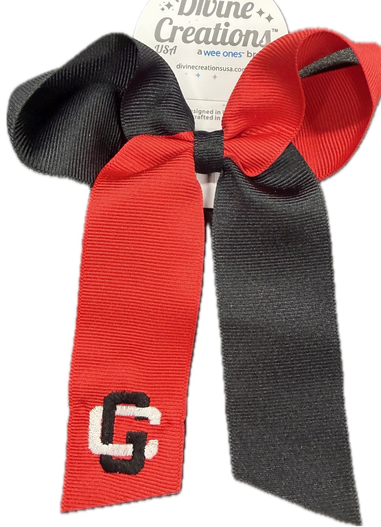 Wee Ones 2 Tone Black/Red Cheer Bow