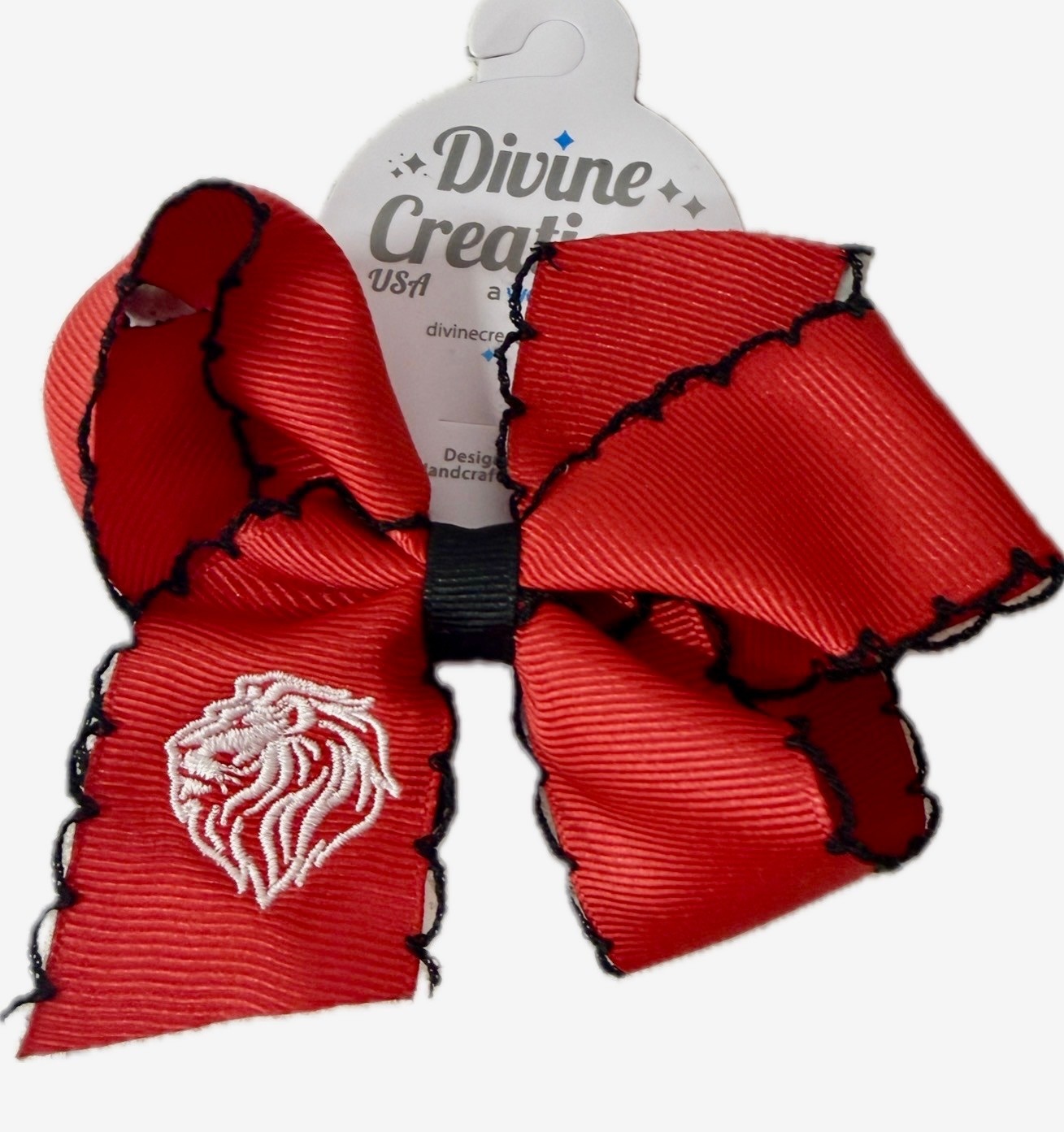 Wee Ones Red Lionhead Scallop Bow