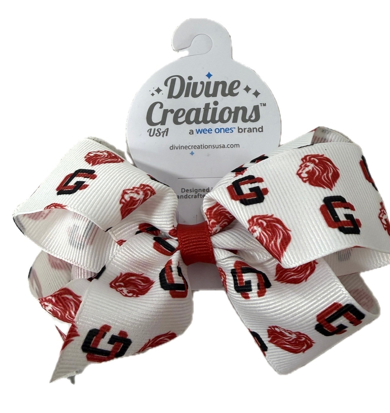 Wee Ones White GC/Lion Printed Bow