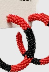 Ink & Alloy Red/Black Colorblock Hoop Earrings