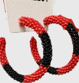Ink & Alloy Red/Black Colorblock Hoop Earrings