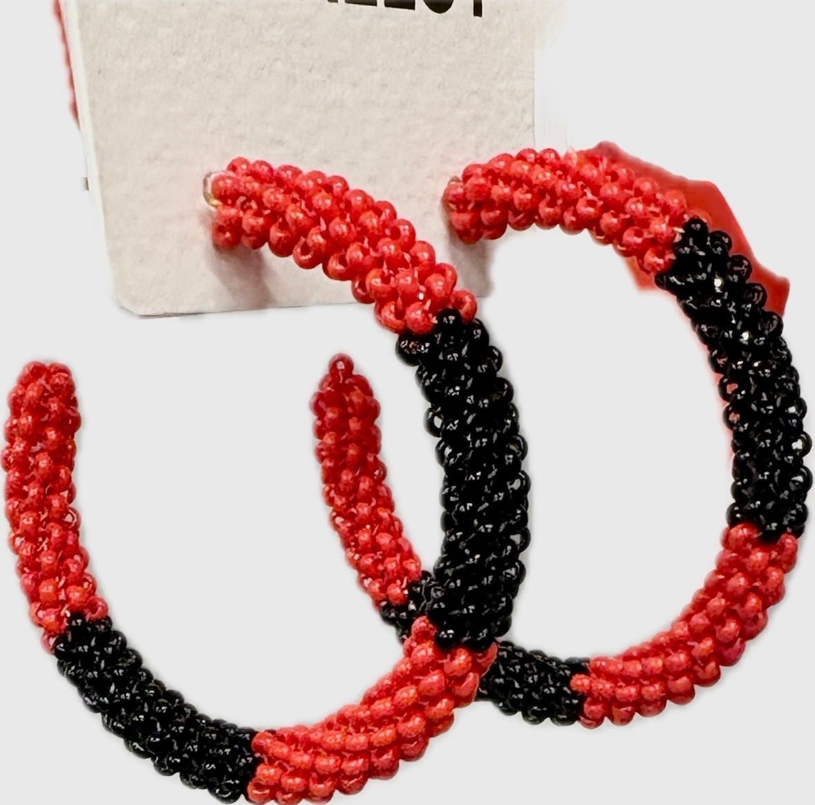 Ink & Alloy Red/Black Colorblock Hoop Earrings