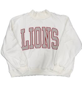 Bucketlist Women's White Fabric Letter LIONS Sweatshirt