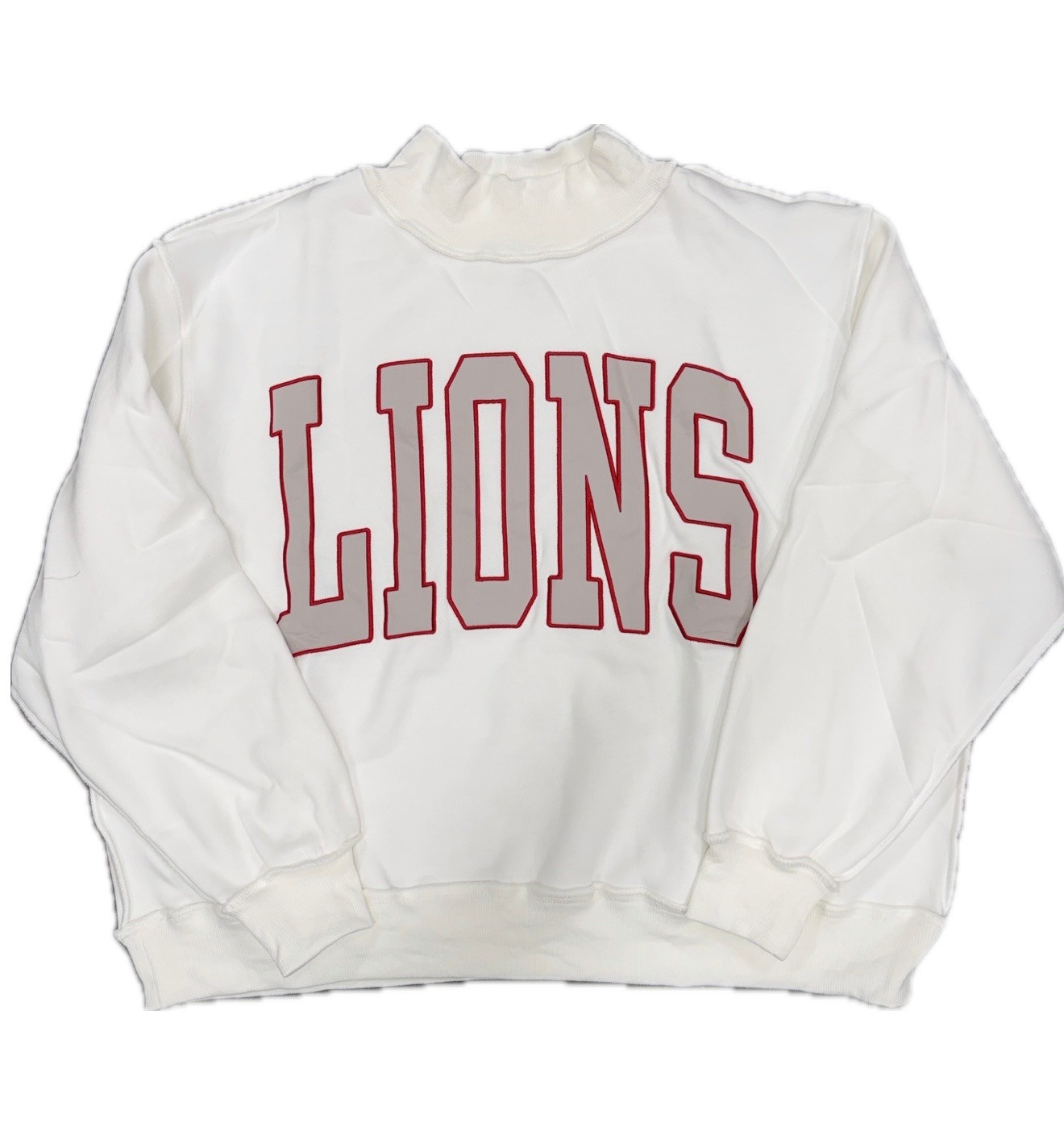 Bucketlist Women's White Fabric Letter LIONS Sweatshirt