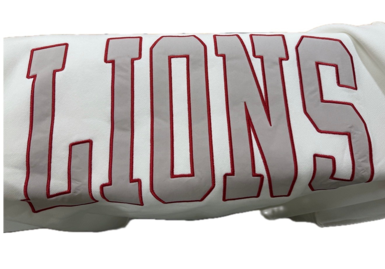 Bucketlist Women's White Fabric Letter LIONS Sweatshirt