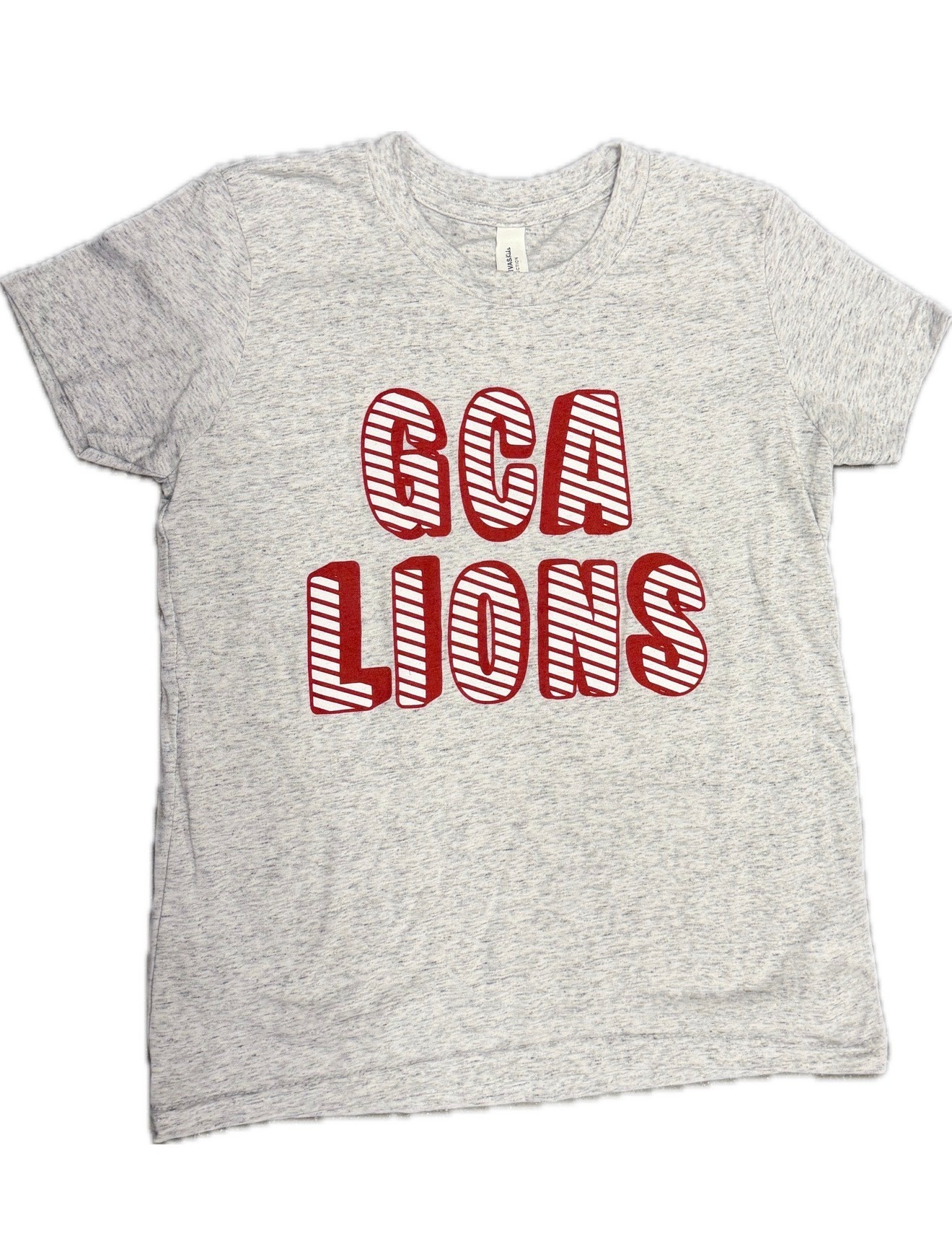 Bella Canvas Girl's Light Gray Stripe Lettered SS Tee
