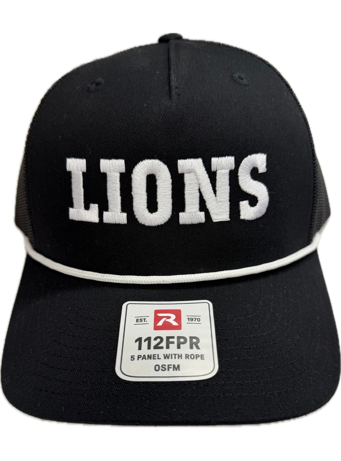 Richardson Adult Black/White Rope LIONS Hat