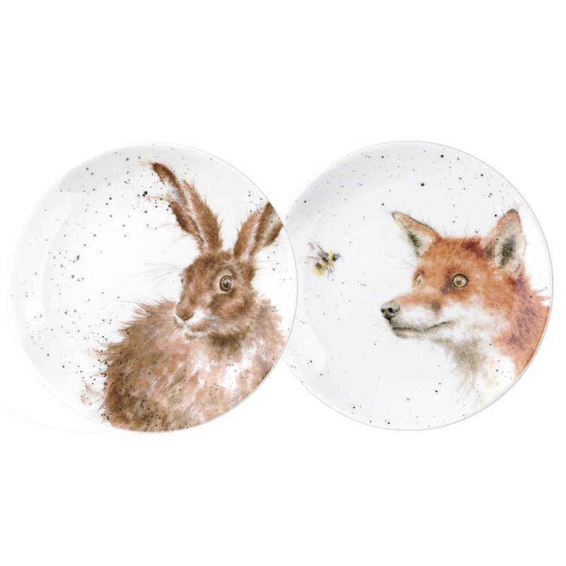 Wrendale Designs 'Fox & Hare' Coupe Plates - Set of 2