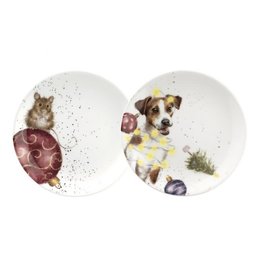 Wrendale Designs 'Dog & Mouse' Coupe Plates - Set of 2
