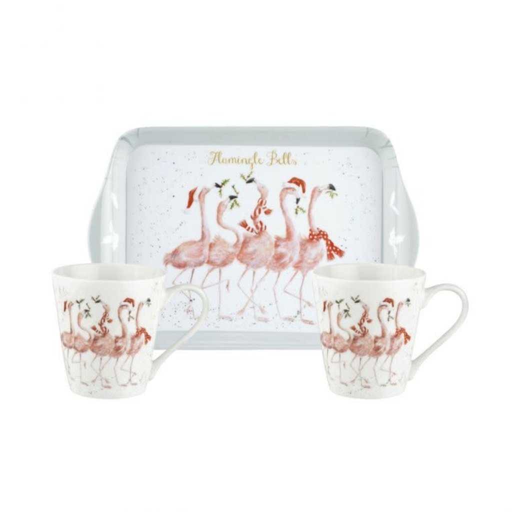 Wrendale Designs 'Flamingle Bells' Mug and Tray Set