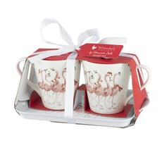 Wrendale Designs 'Flamingle Bells' Mug and Tray Set