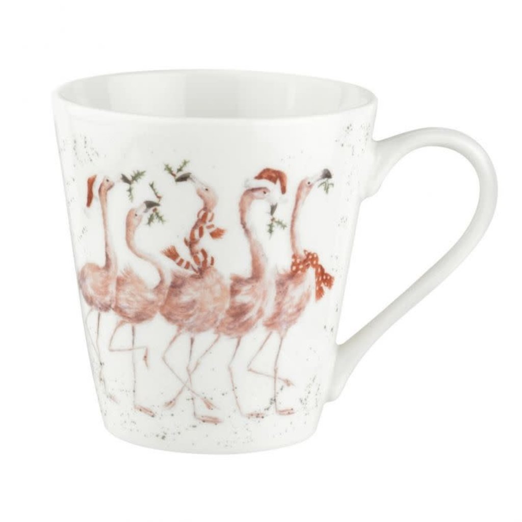 Wrendale Designs 'Flamingle Bells' Mug and Tray Set
