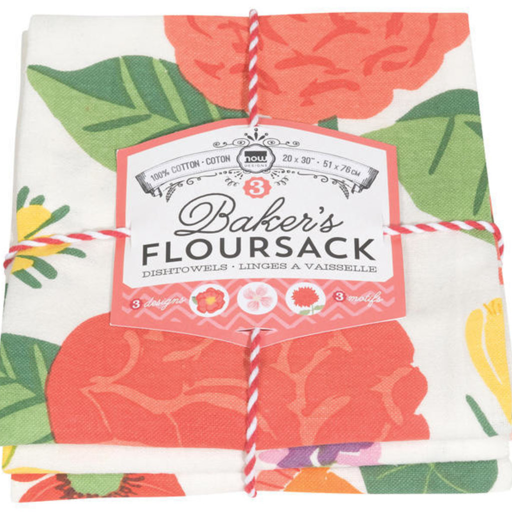 Now Designs Baker's Floursack S/3 - Flowers of the Month