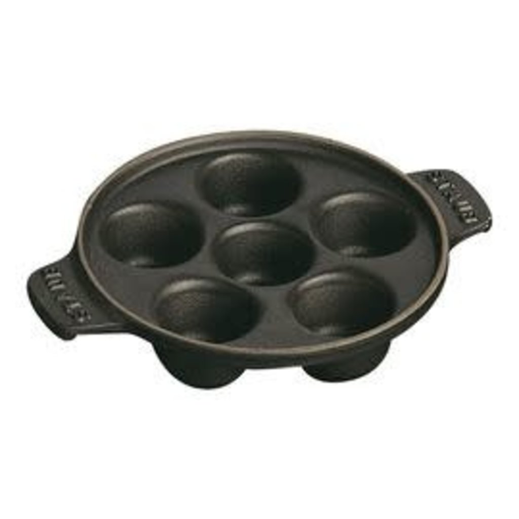 Staub 14cm /5.5” Cast Iron Round 6 Hole Escargot Dish - Black