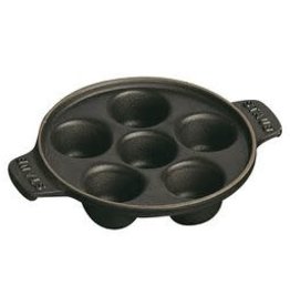 Staub 14cm /5.5” Cast Iron Round 6 Hole Escargot Dish -Black