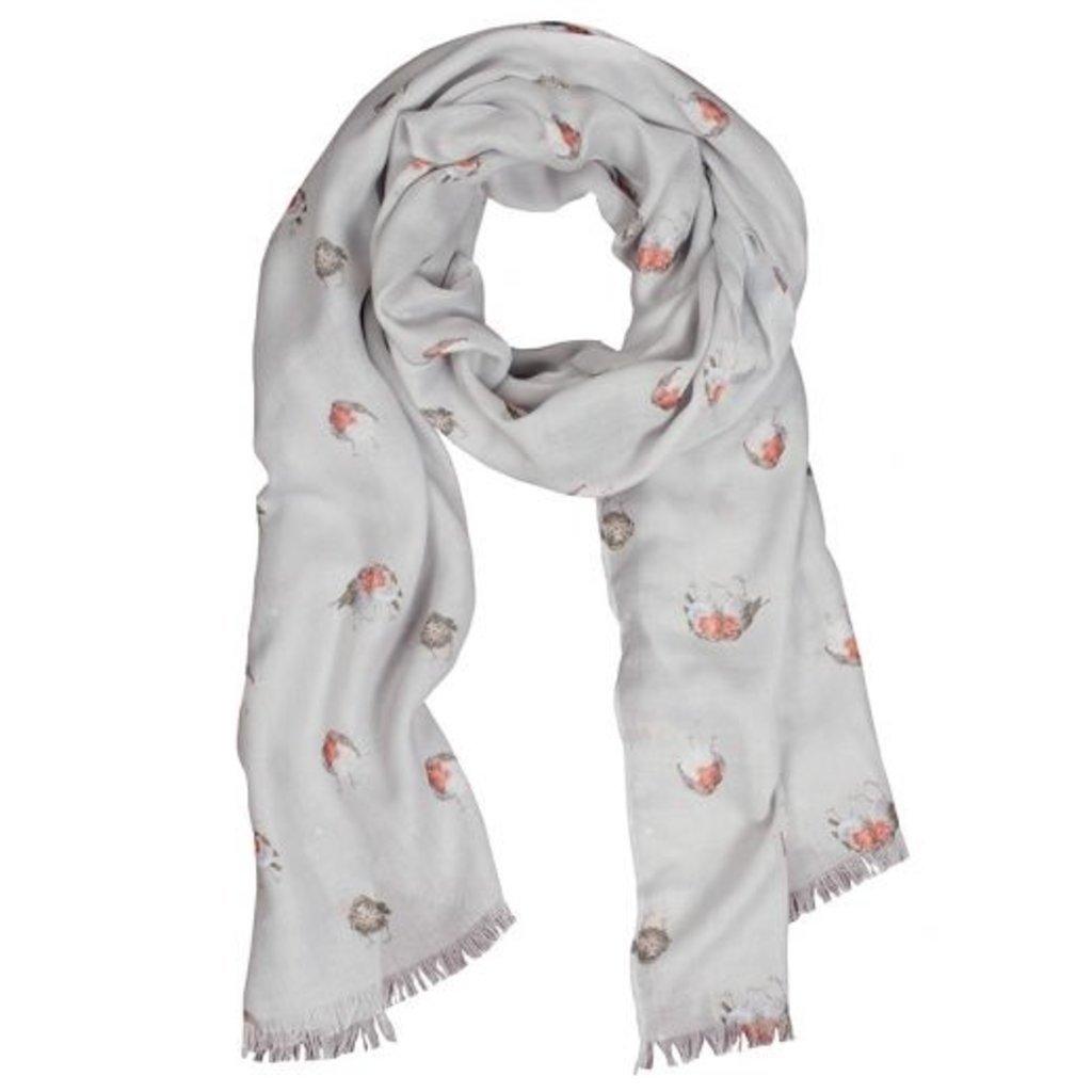 Wrendale Designs 'Jolly Robin' Grey Scarf