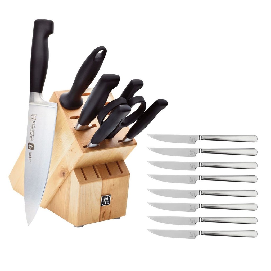 ZWILLING Four Star Knife Block Set 8pc wb/ 8 Steak Knives