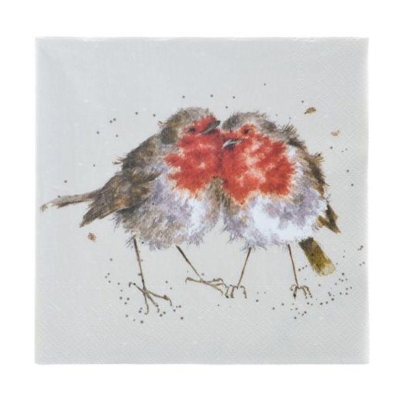 Wrendale Designs Luncheon Napkins - 'Snuggled Together' Robins