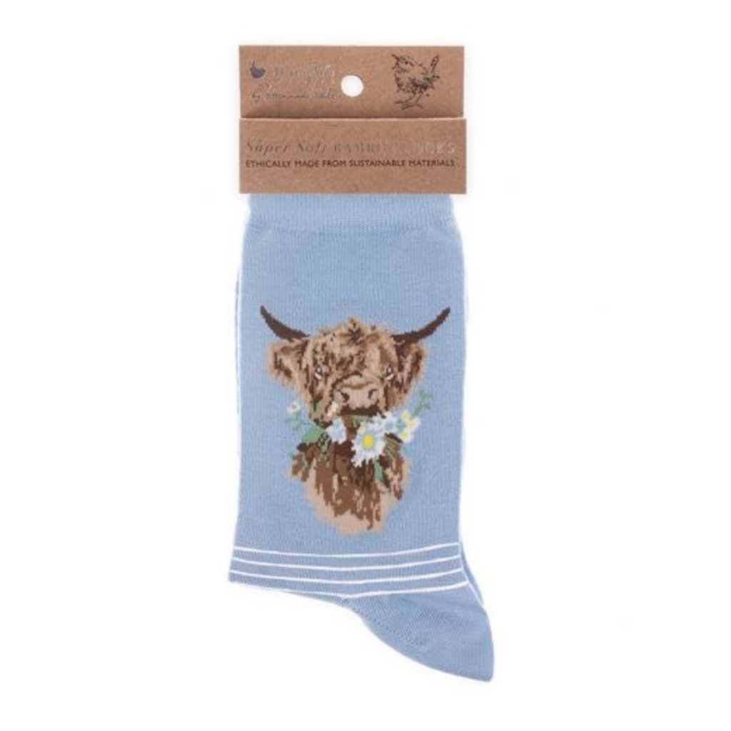 Wrendale Designs Socks - 'Daisy Coo' Highland Cow