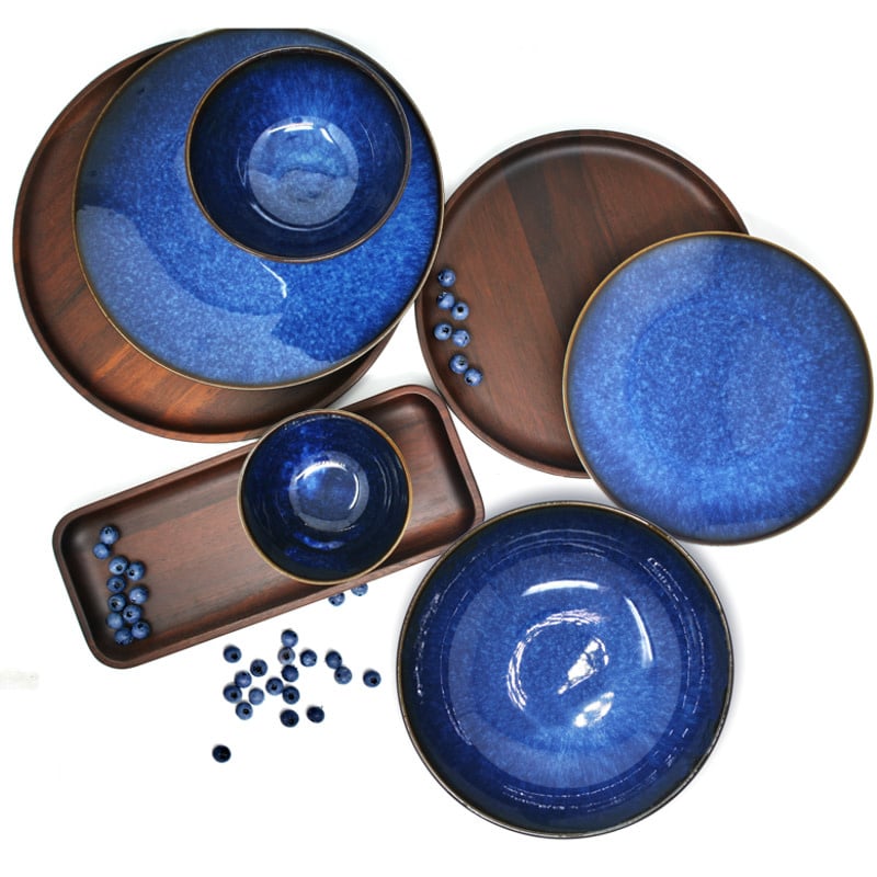 Reactive Glazed Serving Bowl 8"- Navy Blue