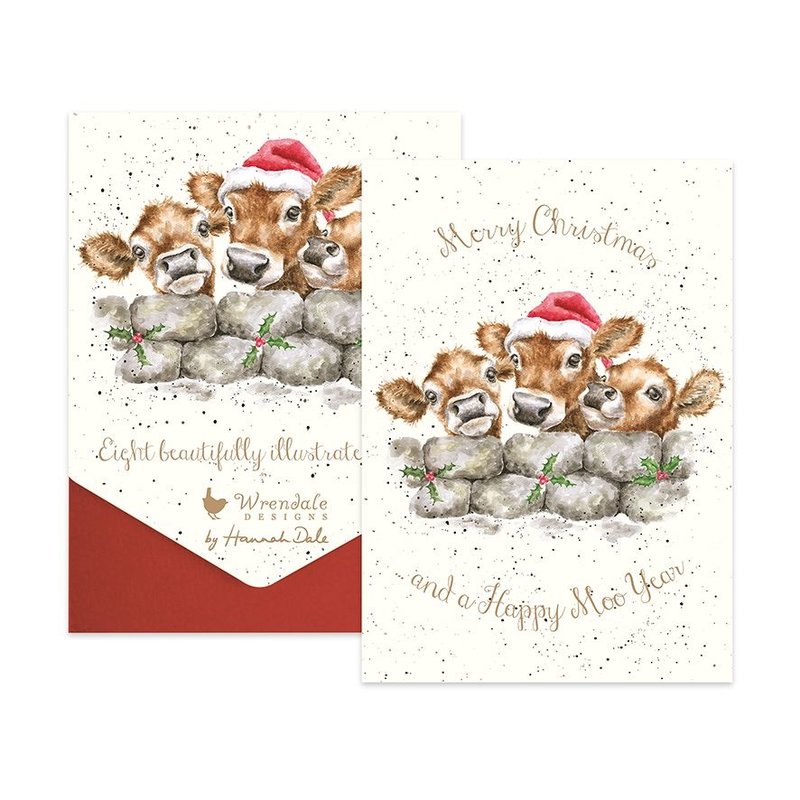 Wrendale Designs 'Christmas Calves' 8pk Christmas Cards