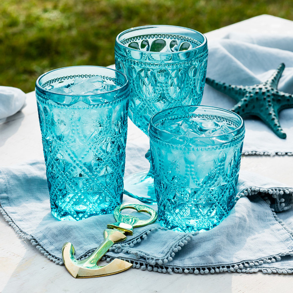 Abbott Turquoise Old Fashion Glass 12oz