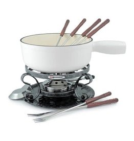 Swissmar Lugano Matte White Cast Iron Fondue Set