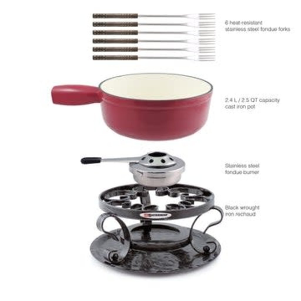 Swissmar Lugano Matte White Cast Iron Fondue Set