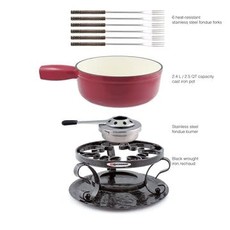 Swissmar Lugano Matte White Cast Iron Fondue Set