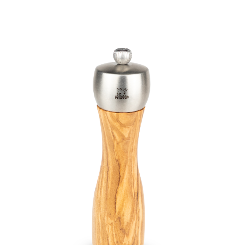 Peugeot 7.75" Fidji Pepper Mill Stainless Steel & Olive Wood