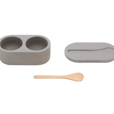 Fox Run Cement Double Salt Cellar w/Spoon