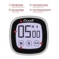 Escali Touch Screen Digital Timer - Black - Magnetic Back